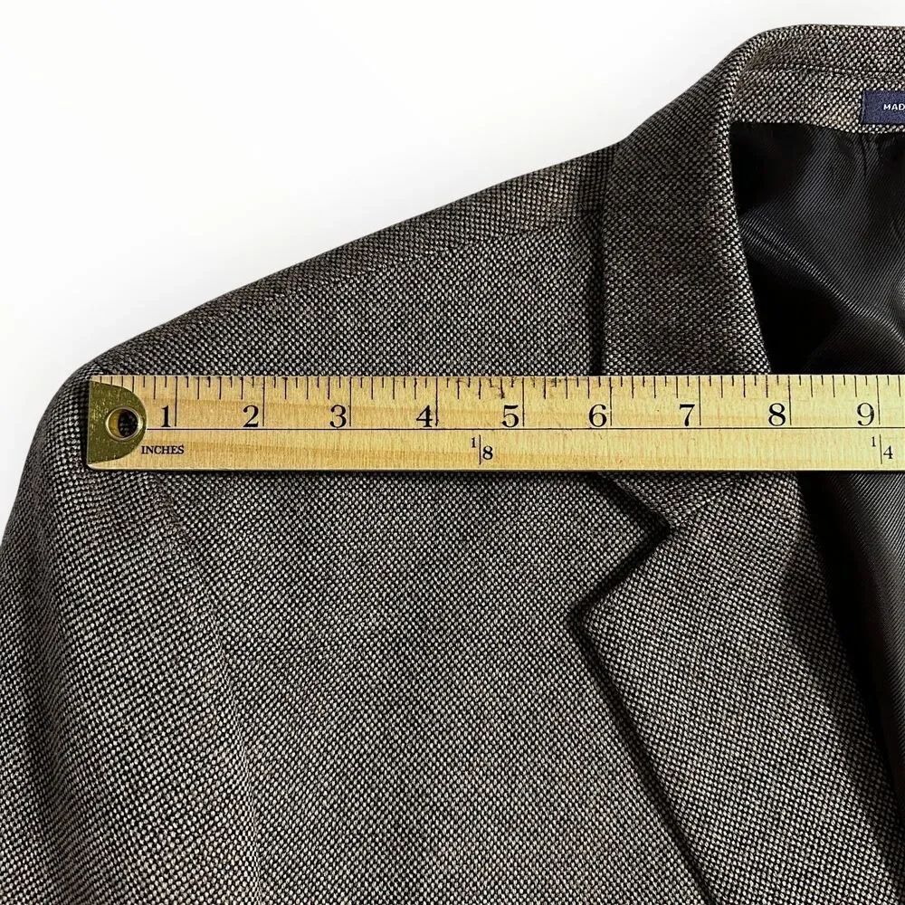 STAFFORD Classic fit Mens Blazer Sport Coat 2-Button Jacket 46R MerinoWOOL Brown